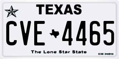 TX license plate CVE4465