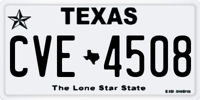 TX license plate CVE4508