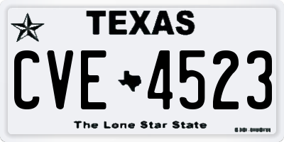 TX license plate CVE4523