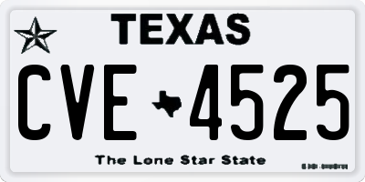 TX license plate CVE4525