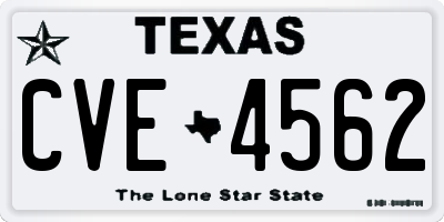 TX license plate CVE4562