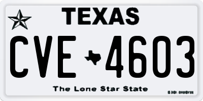 TX license plate CVE4603