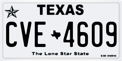 TX license plate CVE4609