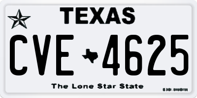 TX license plate CVE4625