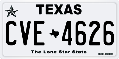 TX license plate CVE4626