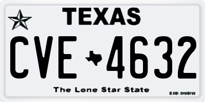TX license plate CVE4632
