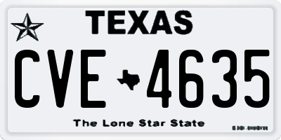 TX license plate CVE4635