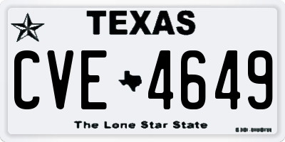 TX license plate CVE4649