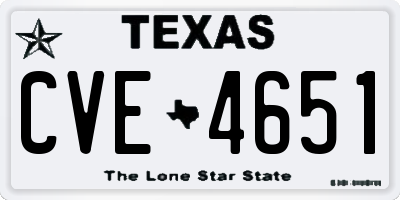 TX license plate CVE4651