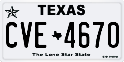 TX license plate CVE4670