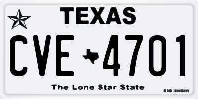TX license plate CVE4701