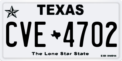 TX license plate CVE4702
