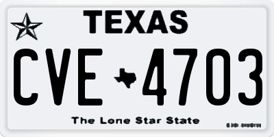 TX license plate CVE4703