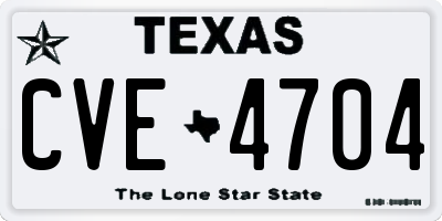 TX license plate CVE4704