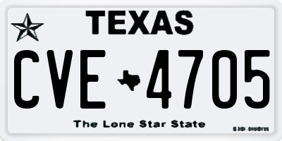 TX license plate CVE4705