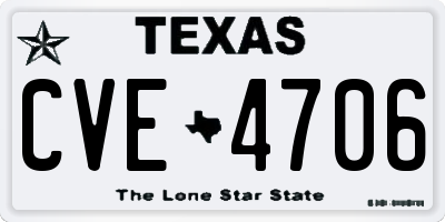 TX license plate CVE4706