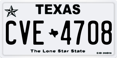 TX license plate CVE4708
