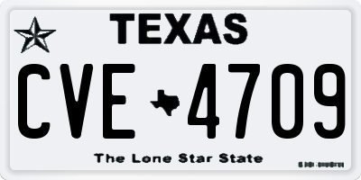 TX license plate CVE4709