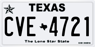 TX license plate CVE4721