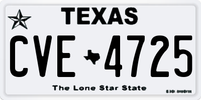 TX license plate CVE4725