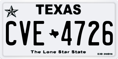 TX license plate CVE4726