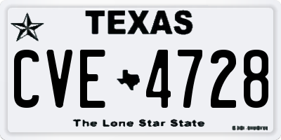 TX license plate CVE4728