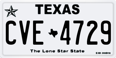 TX license plate CVE4729
