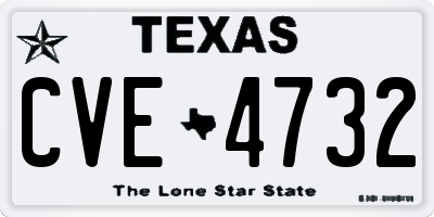 TX license plate CVE4732