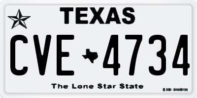 TX license plate CVE4734