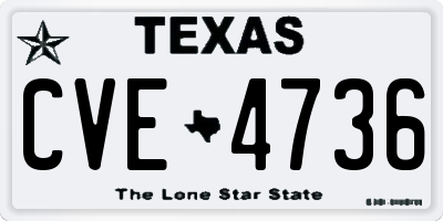 TX license plate CVE4736