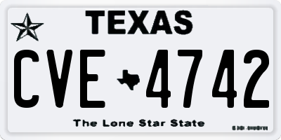 TX license plate CVE4742