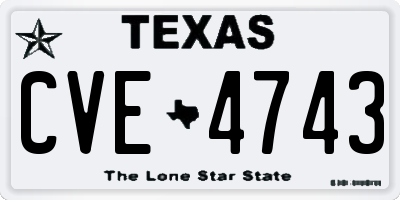 TX license plate CVE4743
