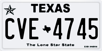 TX license plate CVE4745