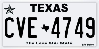 TX license plate CVE4749