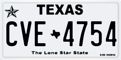TX license plate CVE4754