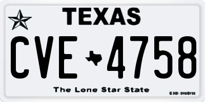 TX license plate CVE4758