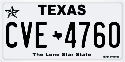 TX license plate CVE4760