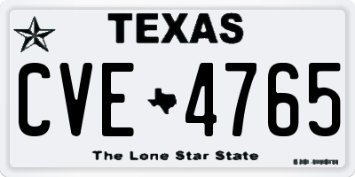 TX license plate CVE4765