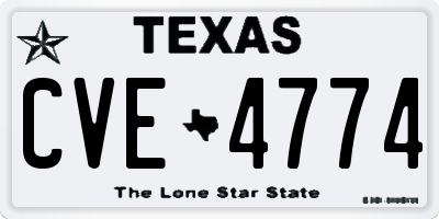 TX license plate CVE4774