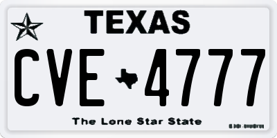 TX license plate CVE4777