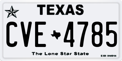 TX license plate CVE4785