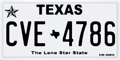 TX license plate CVE4786