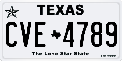 TX license plate CVE4789
