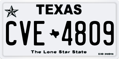 TX license plate CVE4809