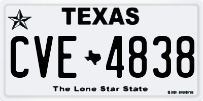 TX license plate CVE4838