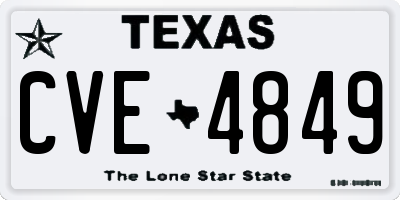 TX license plate CVE4849