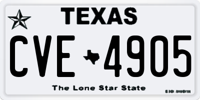 TX license plate CVE4905