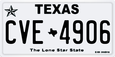 TX license plate CVE4906