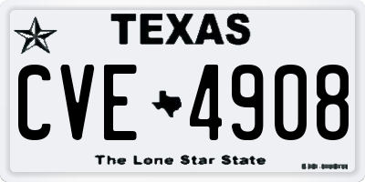 TX license plate CVE4908