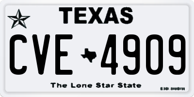 TX license plate CVE4909